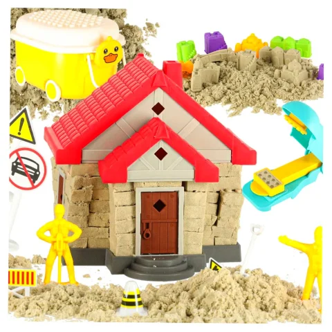 Piasek dla dzieci 750g domek foremki figurki zestaw kreatywny