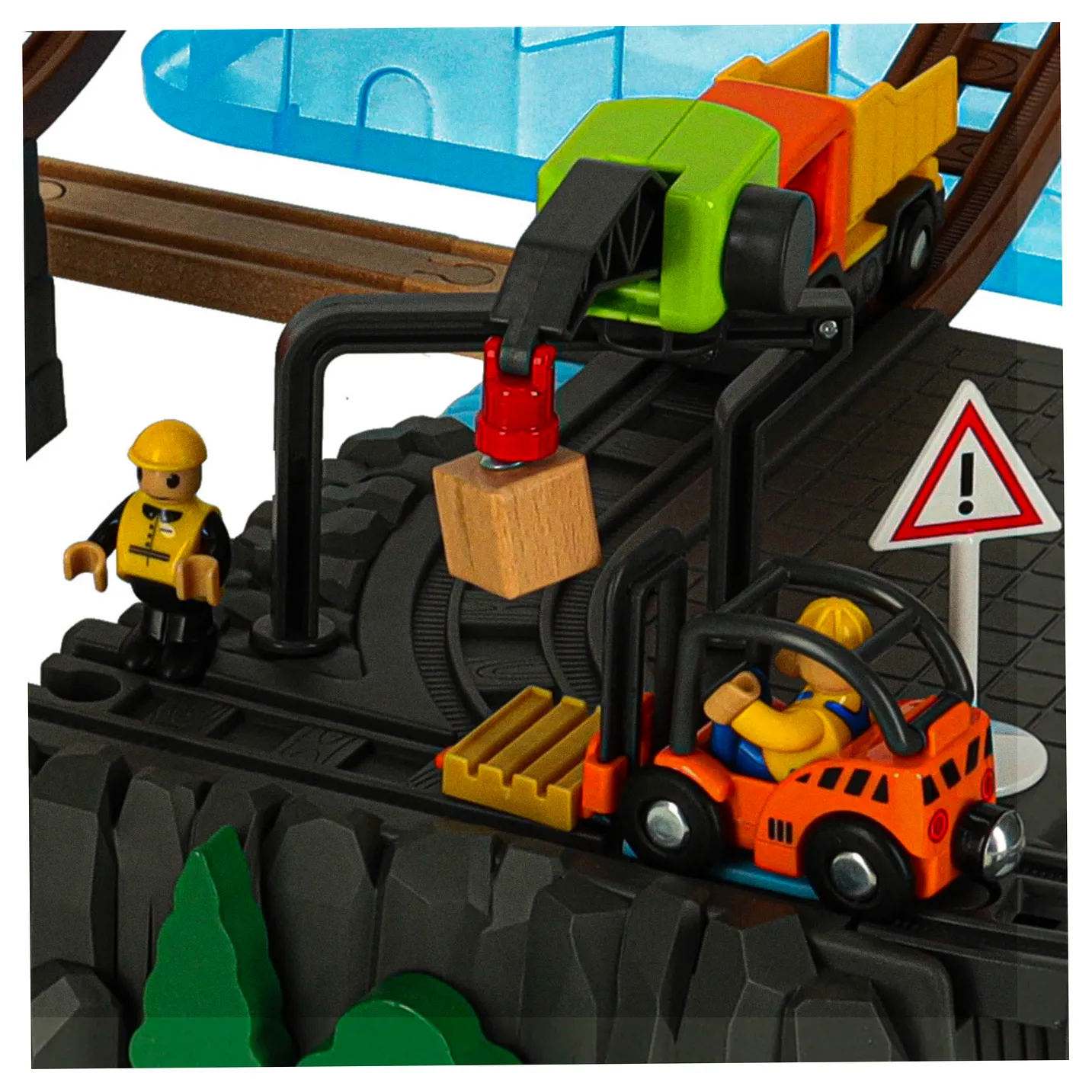 Kolejka drewniana pociąg lokomotywa plac budowy 55 elementów - obrazek 5