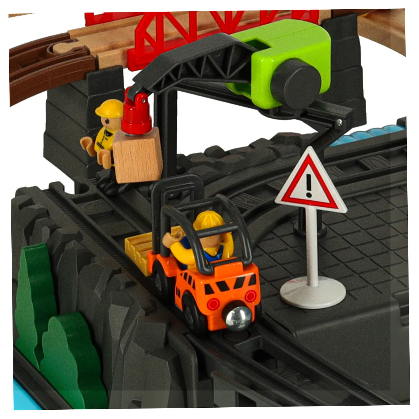 Kolejka drewniana pociąg lokomotywa plac budowy 55 elementów - obrazek 6