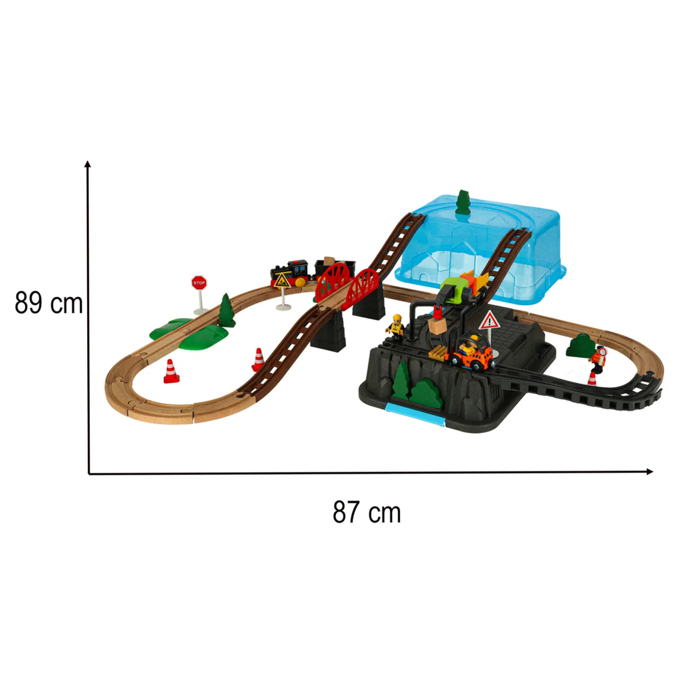 Kolejka drewniana pociąg lokomotywa plac budowy 55 elementów - obrazek 10