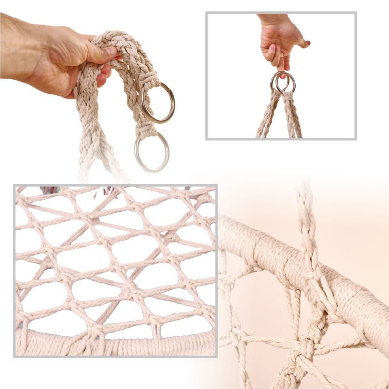 Huśtawka ogrodowa LUARO bocianie gniazdo z poduszką XXL ecru 80cm 150kg - obrazek 5