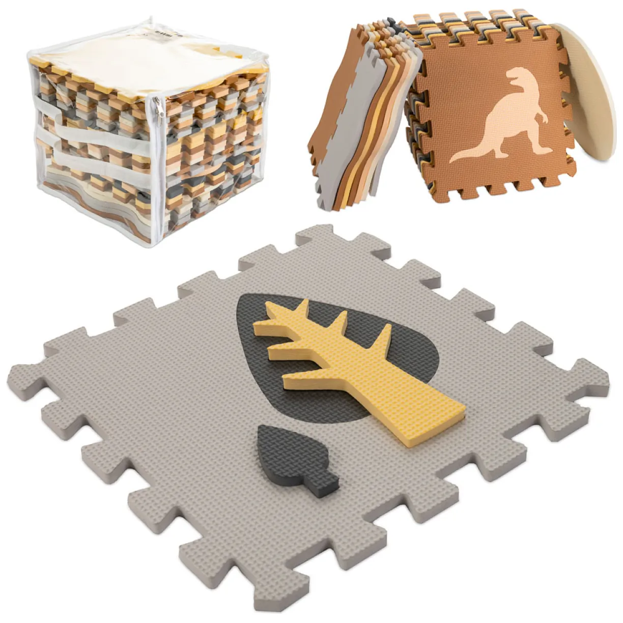 Mata edukacyjna piankowa puzzle brązowa 143 x 143 cm 36 elementów - obrazek 12