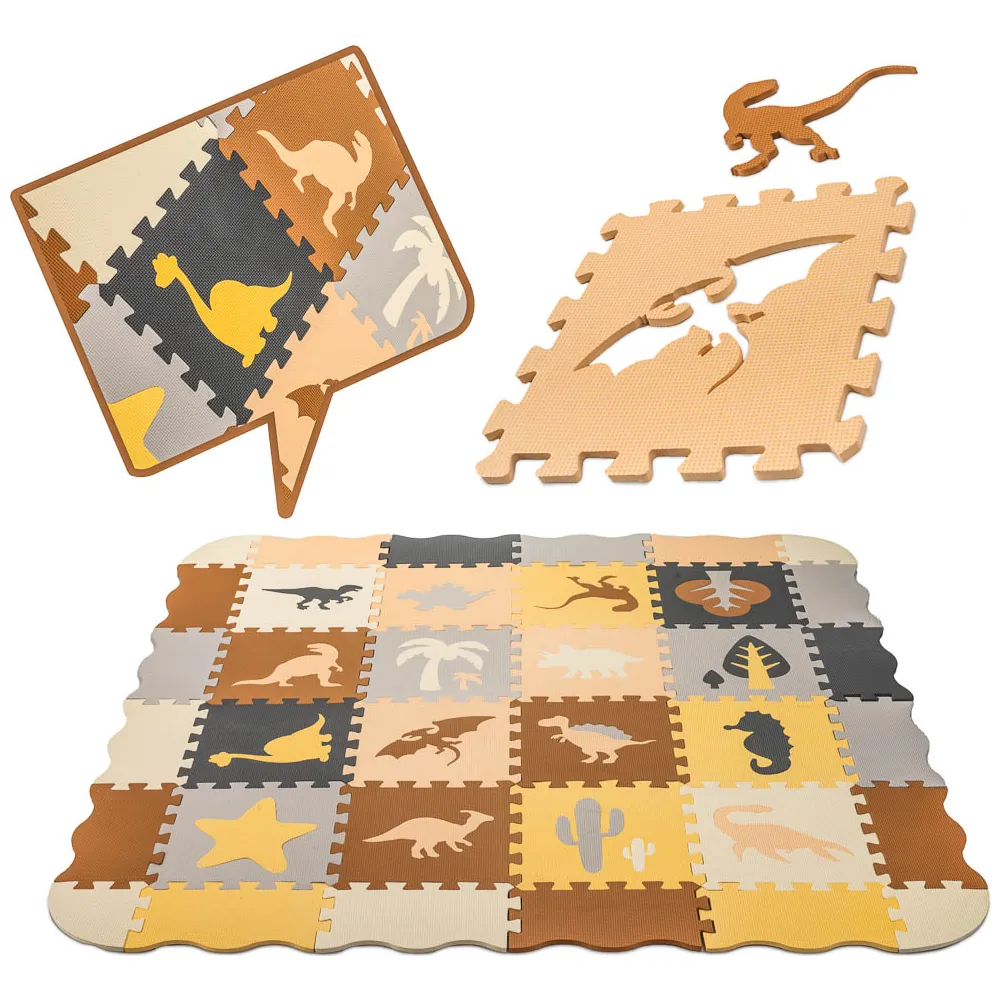 Mata edukacyjna piankowa puzzle brązowa 143 x 143 cm 36 elementów - obrazek 5