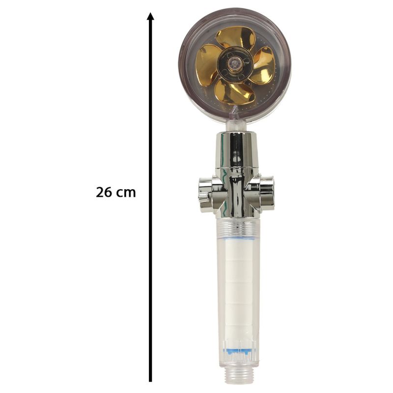 Słuchawka prysznicowa z turbiną filtrem wentylatorem wysokociśnieniowa oszczędna złota - obrazek 6