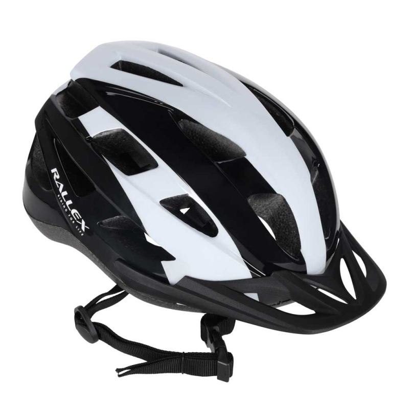 Kask rowerowy na rower RALLEX damski męski regulowany czarno-biały L 58-62cm - obrazek 5