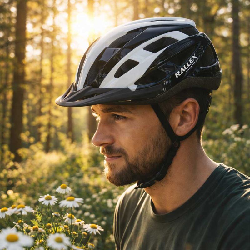Kask rowerowy na rower RALLEX damski męski regulowany czarno-biały L 58-62cm - obrazek 8