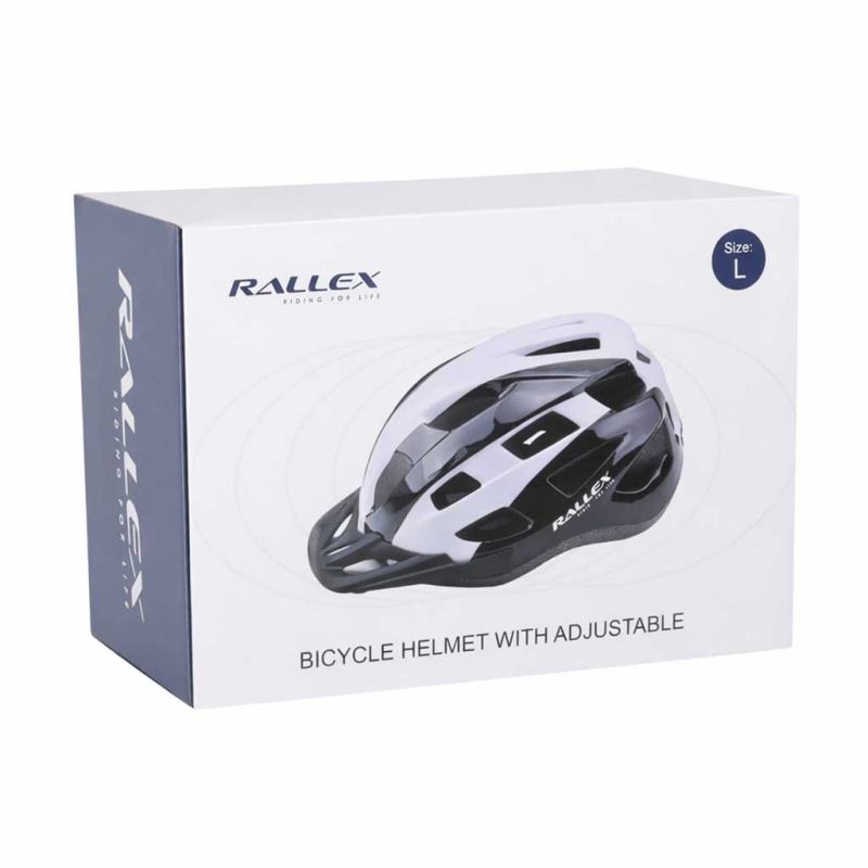 Kask rowerowy na rower RALLEX damski męski regulowany czarno-biały L 58-62cm - obrazek 9