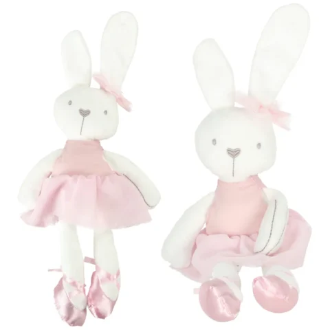 Maskotka pluszowa pluszak przytulanka królik zajączek w różowej sukience 42cm