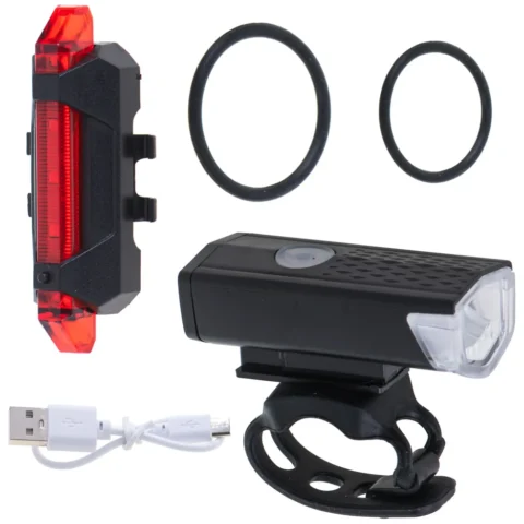 Lampka rowerowa LED RALLEX zestaw tył-przód na rower kierownicę USB