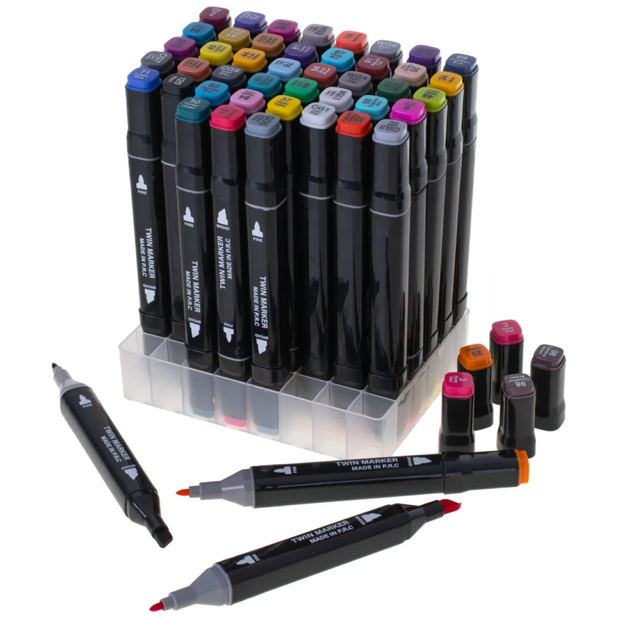 Markery dwustronne mazaki alkoholowe w etui 48 + podstawka - obrazek 6
