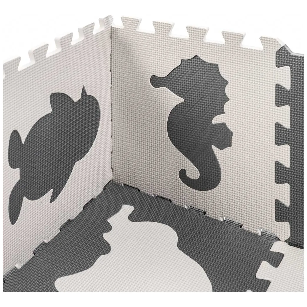 Mata edukacyjna dla dzieci piankowa puzzle szara 85 x 85 cm 9 elementów - obrazek 4