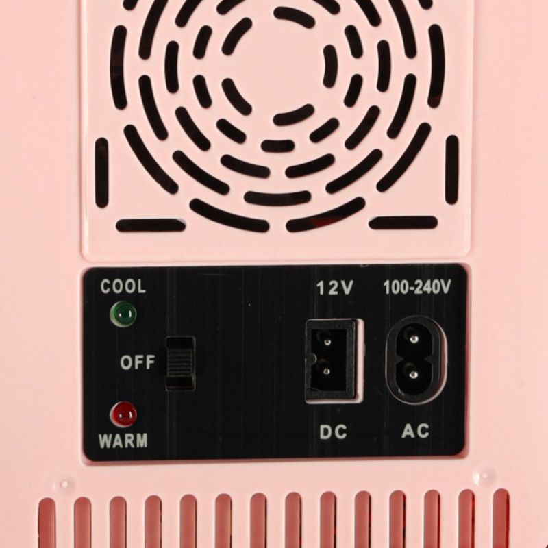 Lodówka turystyczna elektryczna samochodowa mini na jedzenie kosmetyki grzanie chłodzenie 2w1 4L różowa - obrazek 11