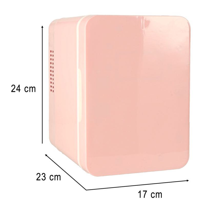 Lodówka turystyczna elektryczna samochodowa mini na jedzenie kosmetyki grzanie chłodzenie 2w1 4L różowa - obrazek 12