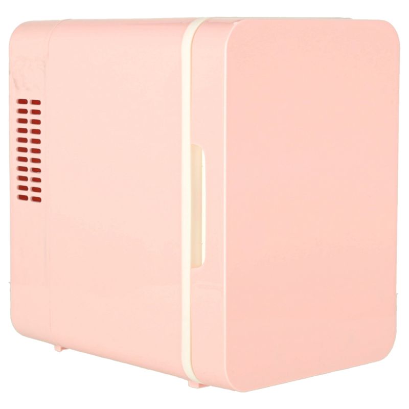 Lodówka turystyczna elektryczna samochodowa mini na jedzenie kosmetyki grzanie chłodzenie 2w1 4L różowa - obrazek 4