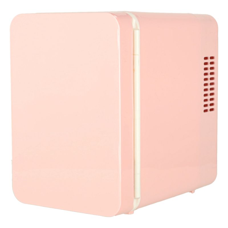 Lodówka turystyczna elektryczna samochodowa mini na jedzenie kosmetyki grzanie chłodzenie 2w1 4L różowa - obrazek 5