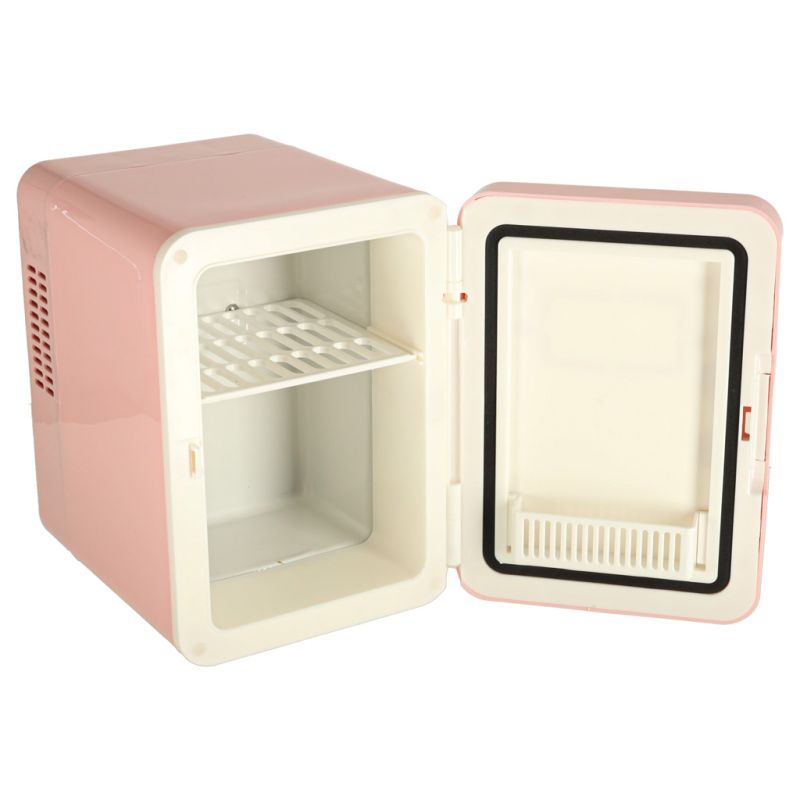 Lodówka turystyczna elektryczna samochodowa mini na jedzenie kosmetyki grzanie chłodzenie 2w1 4L różowa - obrazek 7