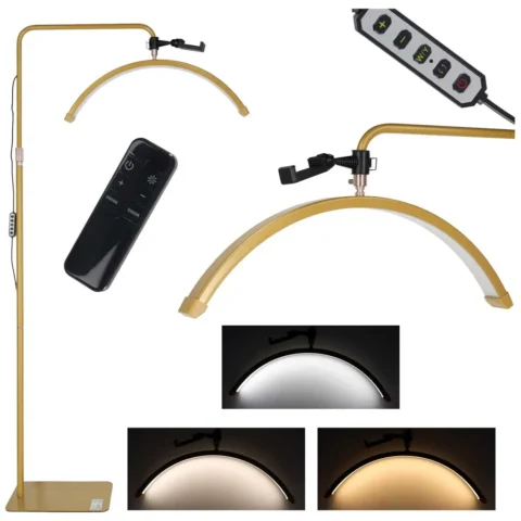 Lampa do przedłużania rzęs LED 36W regulowana kosmetyczna bezcieniowa łuk złota