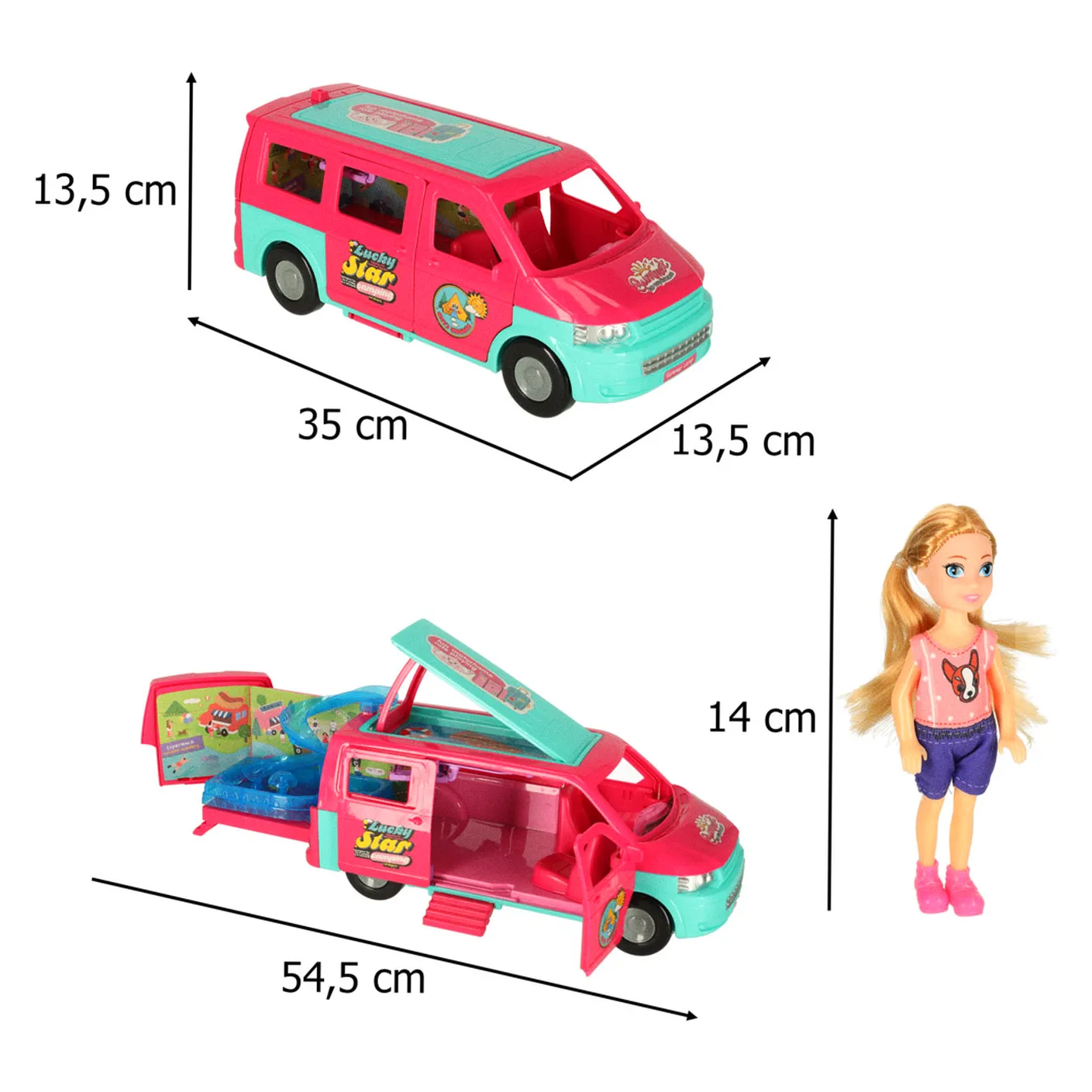 Samochód dla lalek kempingowy kamper akcesoria lalka basen - obrazek 13