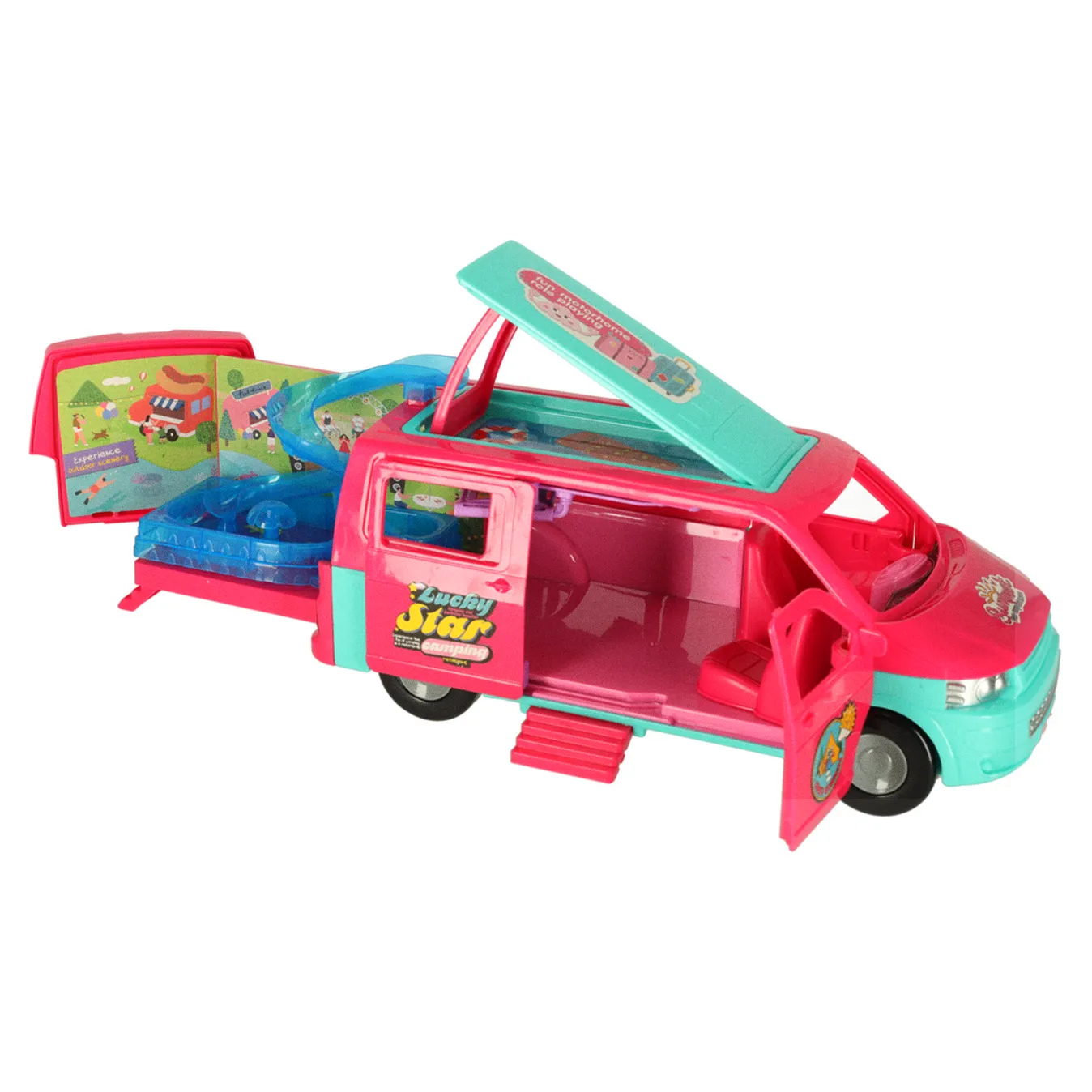 Samochód dla lalek kempingowy kamper akcesoria lalka basen - obrazek 10