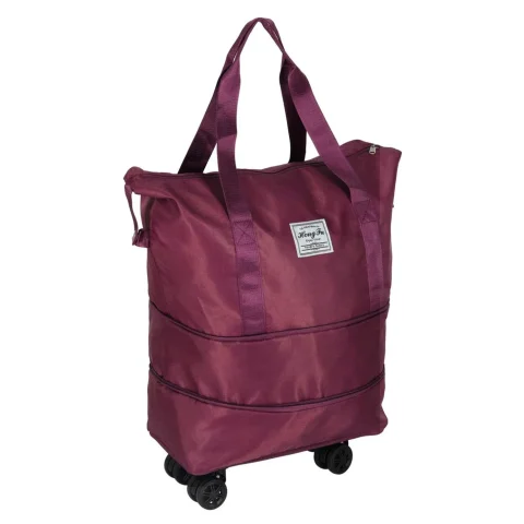 Torba podróżna na kółkach składana turystyczna pojemna 3 rozmiary fioletowa
