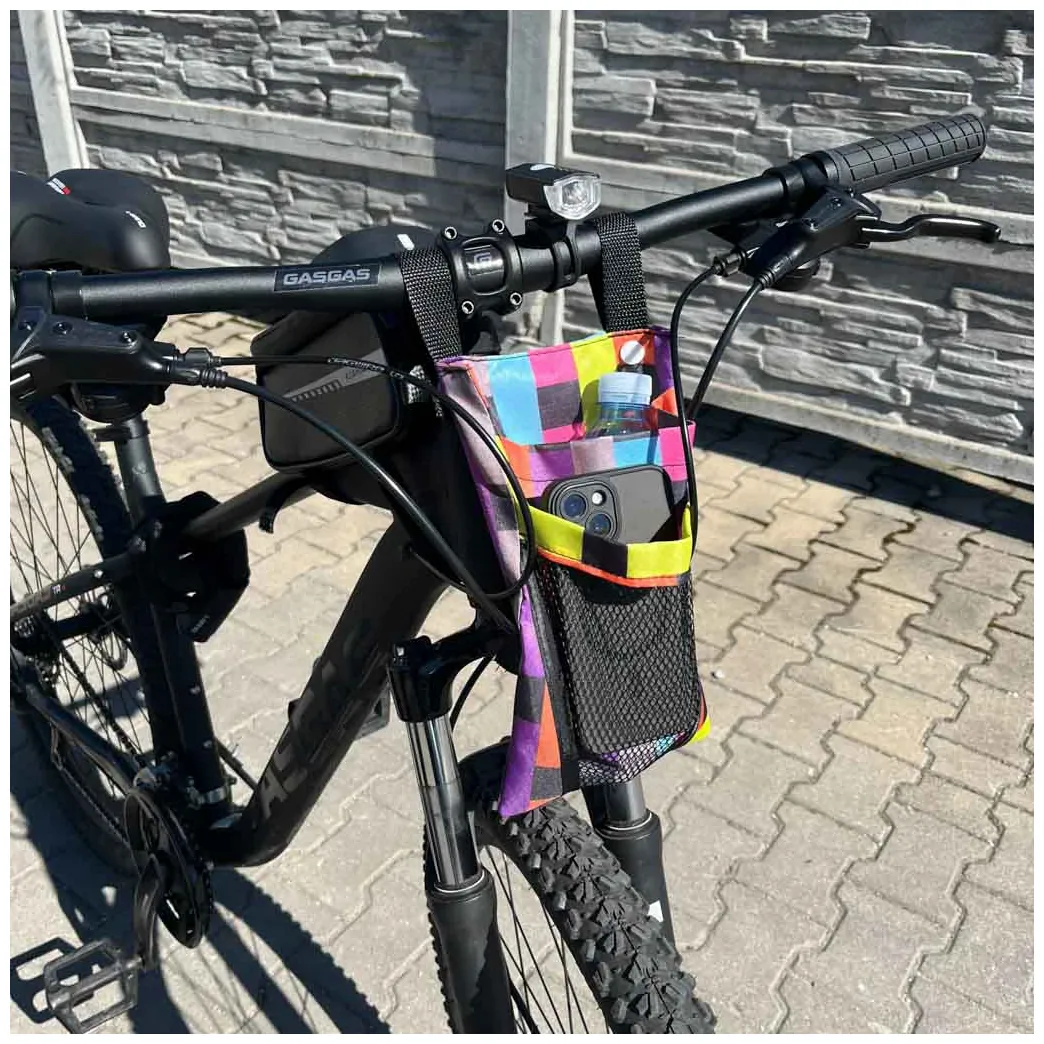 Torba na rower hulajnogę kierownicę telefon sakwa rowerowa kolorowa kratka - obrazek 11