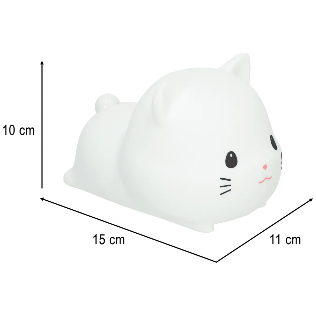 Lampka nocna dla dzieci silikonowa dotykowa miękka USB biała kotek leżący - obrazek 6