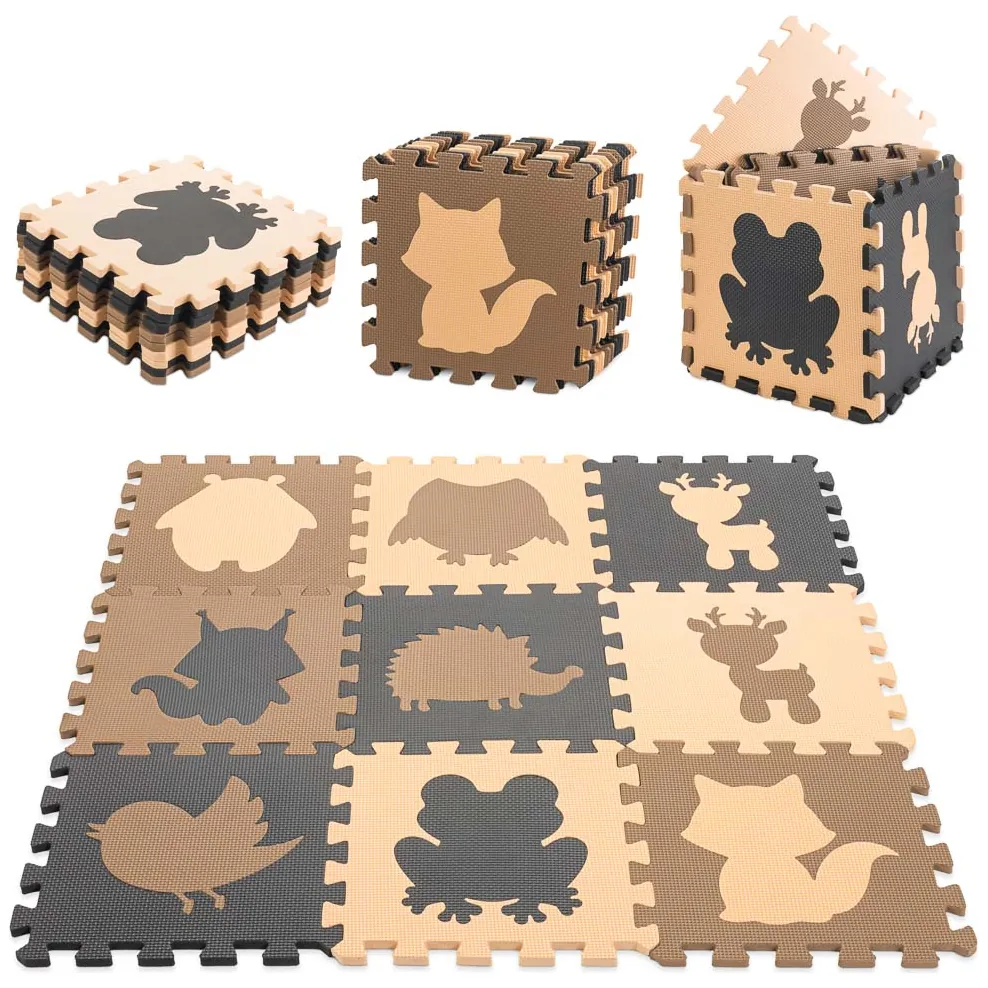 Mata edukacyjna piankowa puzzle beż 85 x 85 cm 9 elementów