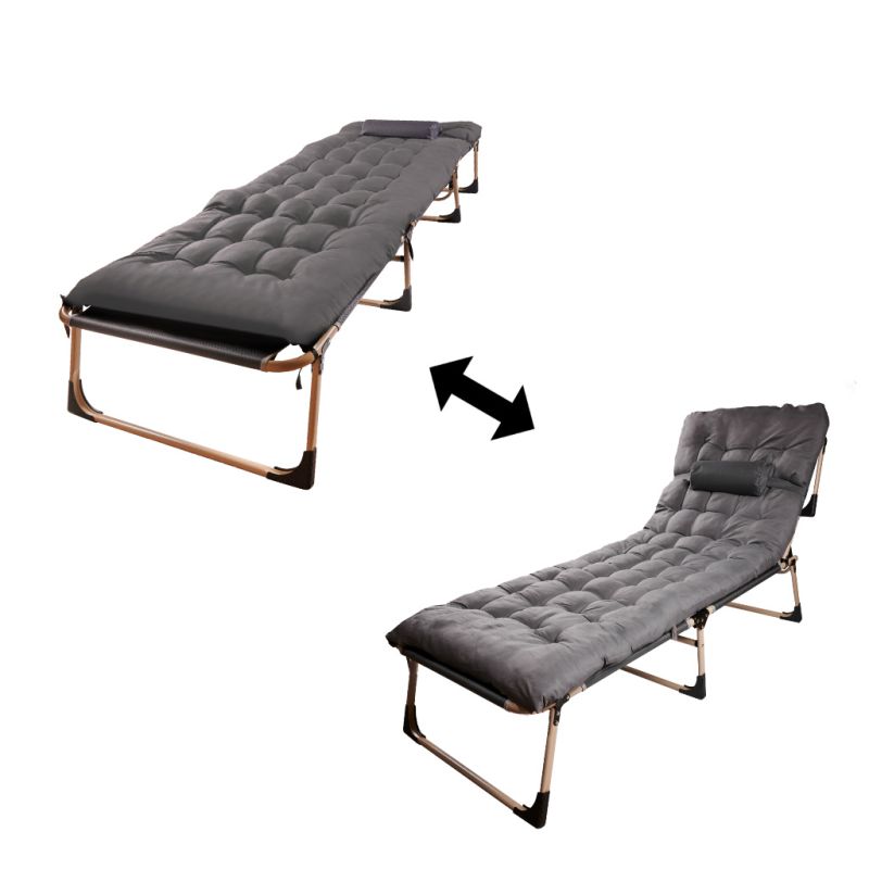 Łóżko turystyczne LUARO składane polowe biznesowe 193 cm ciemny szary - obrazek 5