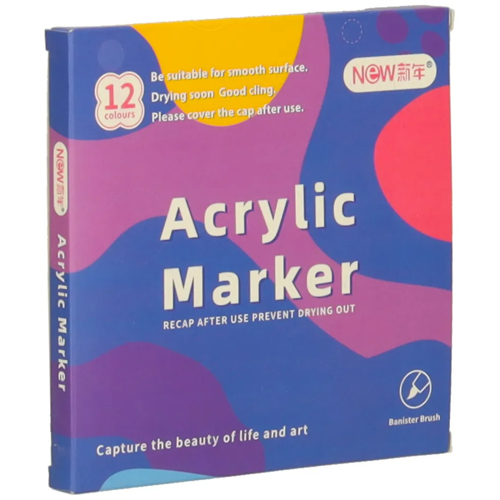Markery akrylowe do tkanin kamieni pisaki flamastry mazaki wodoodporne DIY 12 szt. - obrazek 13