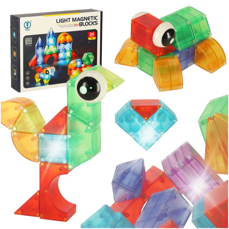 Klocki magnetyczne konstrukcyjne świecące elementy figury 3D 32el. - obrazek 11