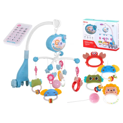 Karuzela projektor gwiazd do łóżeczka kołysanki niebieska z pilotem