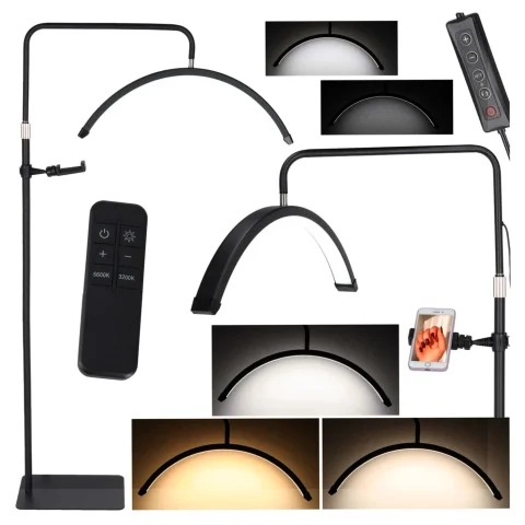 Lampa do przedłużania rzęs LED 36W regulowana kosmetyczna bezcieniowa łuk czarna