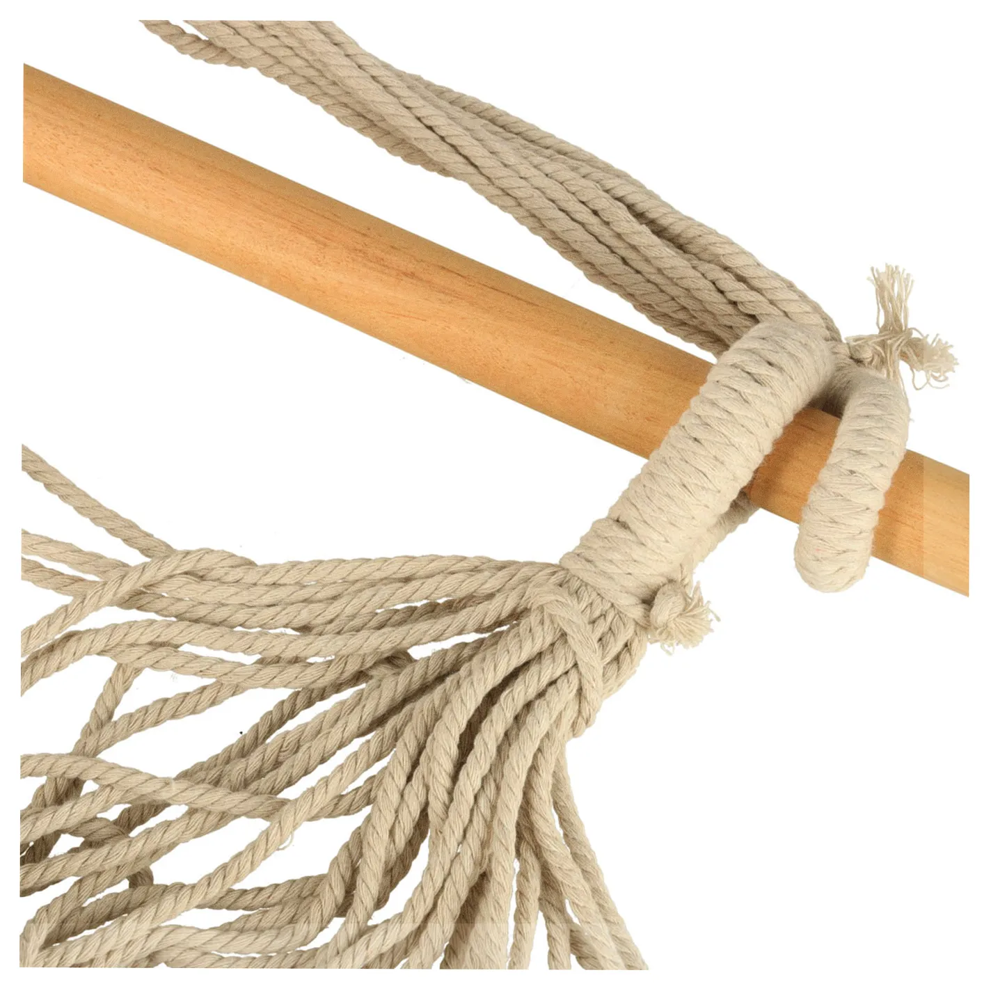 Krzesło brazylijskie z podnóżkiem leżak wiszący huśtawka 130cm beż - obrazek 7