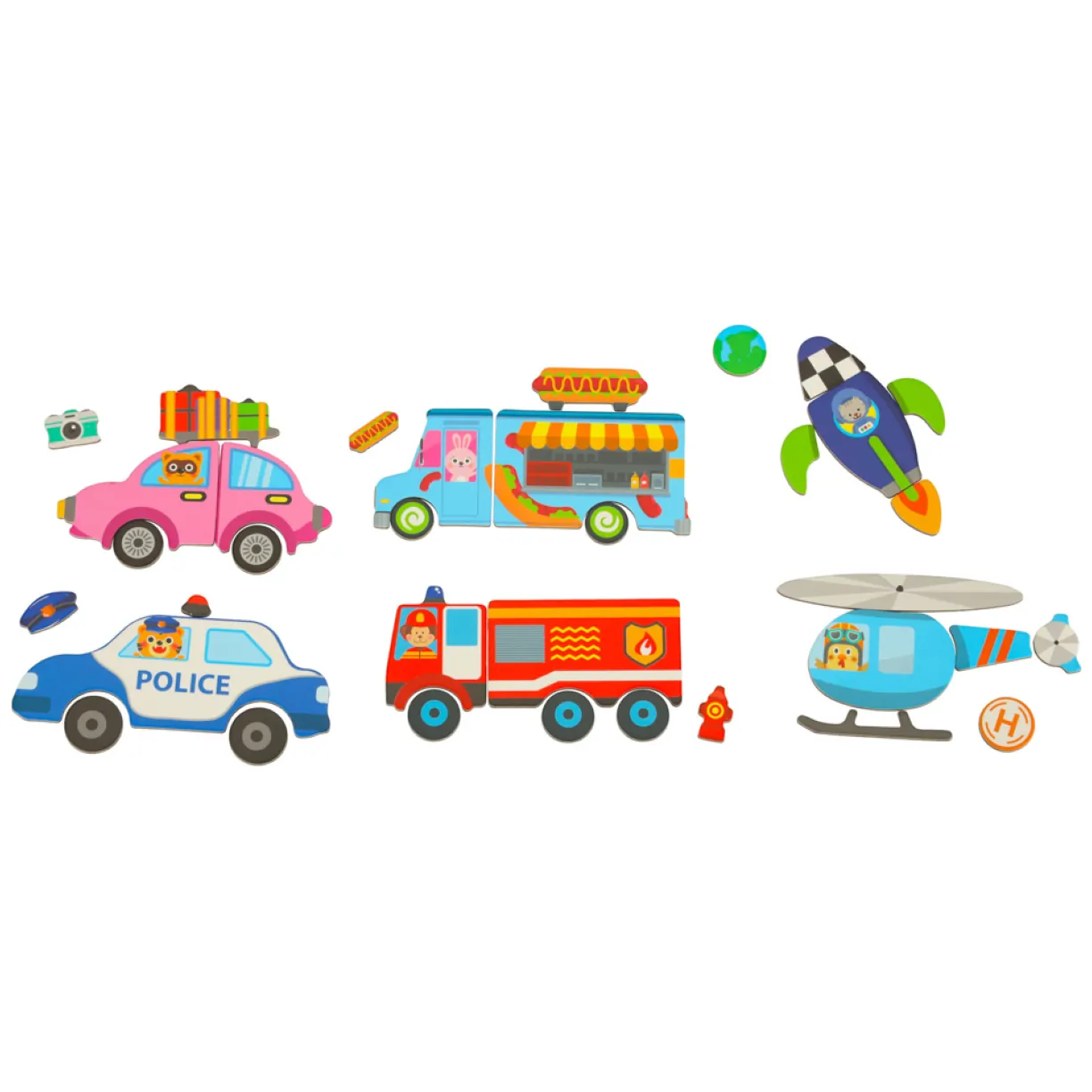 Książeczka magnetyczna układanka puzzle z magnesem środki transportu - obrazek 5