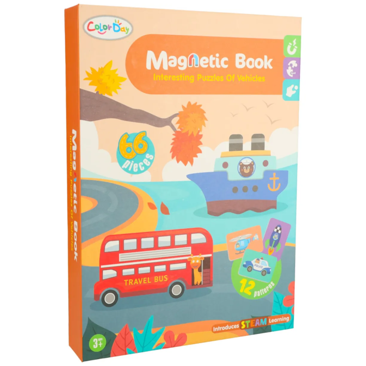 Książeczka magnetyczna układanka puzzle z magnesem środki transportu - obrazek 8