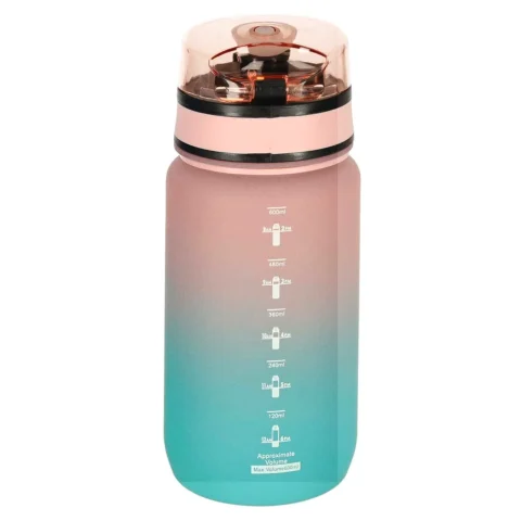 Butelka na wodę bidon z ustnikiem sportowy BPA FREE 600ml różowo-niebieski