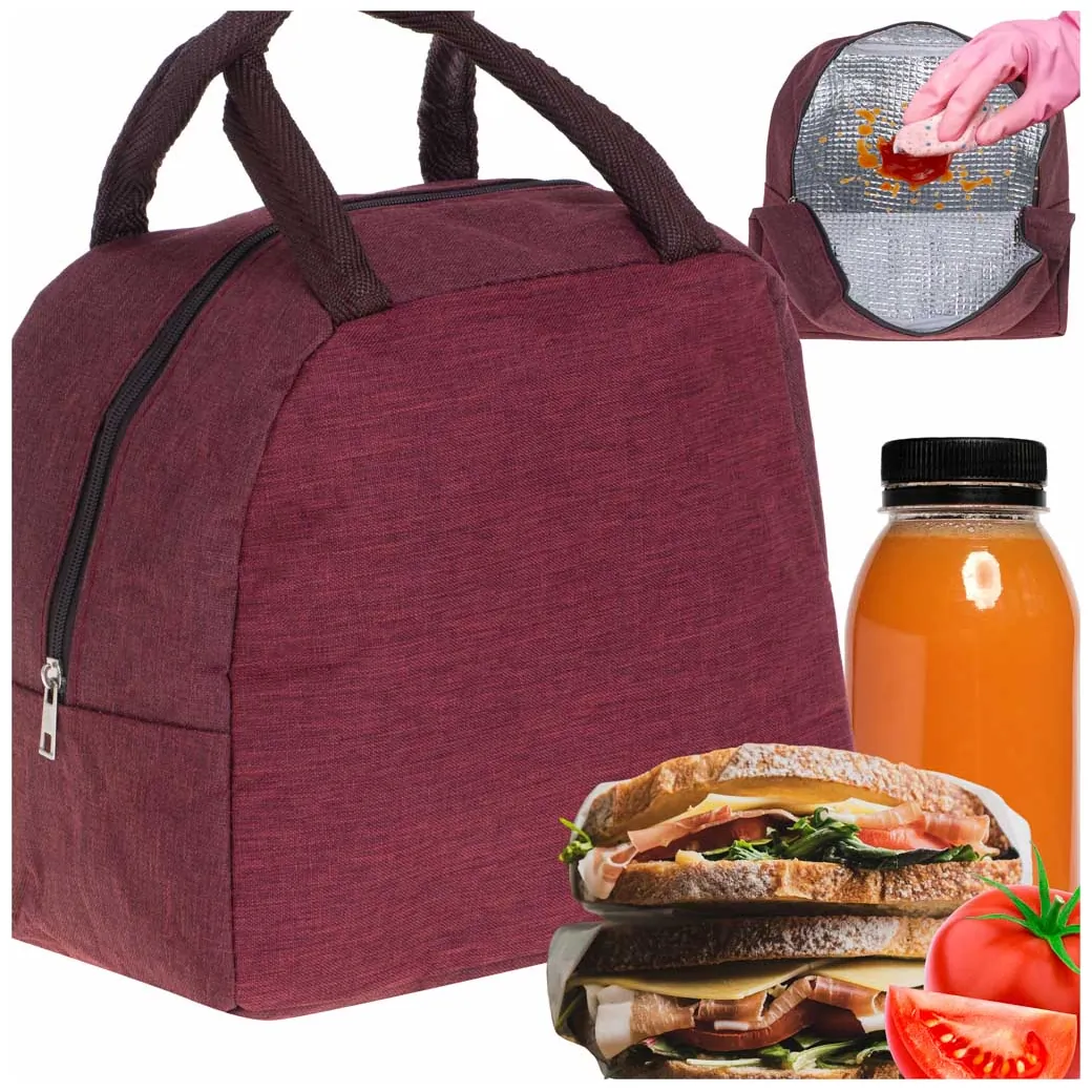 Torba termiczna na lunch jedzenie śniadaniowa izolacyjna czerwona - obrazek 6