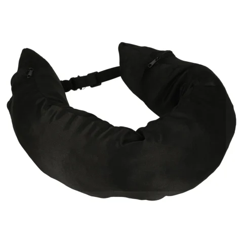 Poduszka turystyczna podróżna rogal zagłówek na szyję schowek do wypełnienia czarna