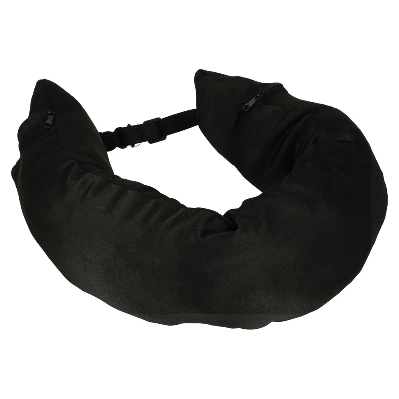 Poduszka turystyczna podróżna rogal zagłówek na szyję schowek do wypełnienia czarna