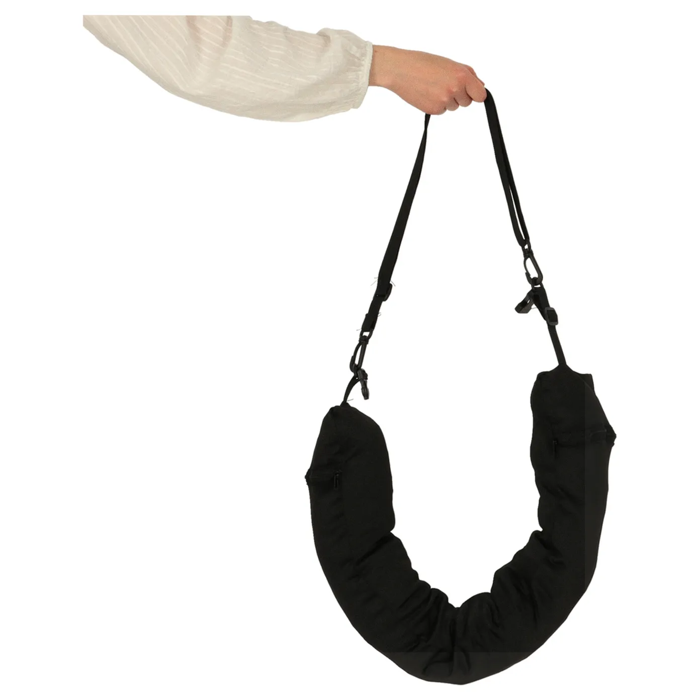 Poduszka turystyczna podróżna rogal zagłówek na szyję schowek do wypełnienia czarna - obrazek 6