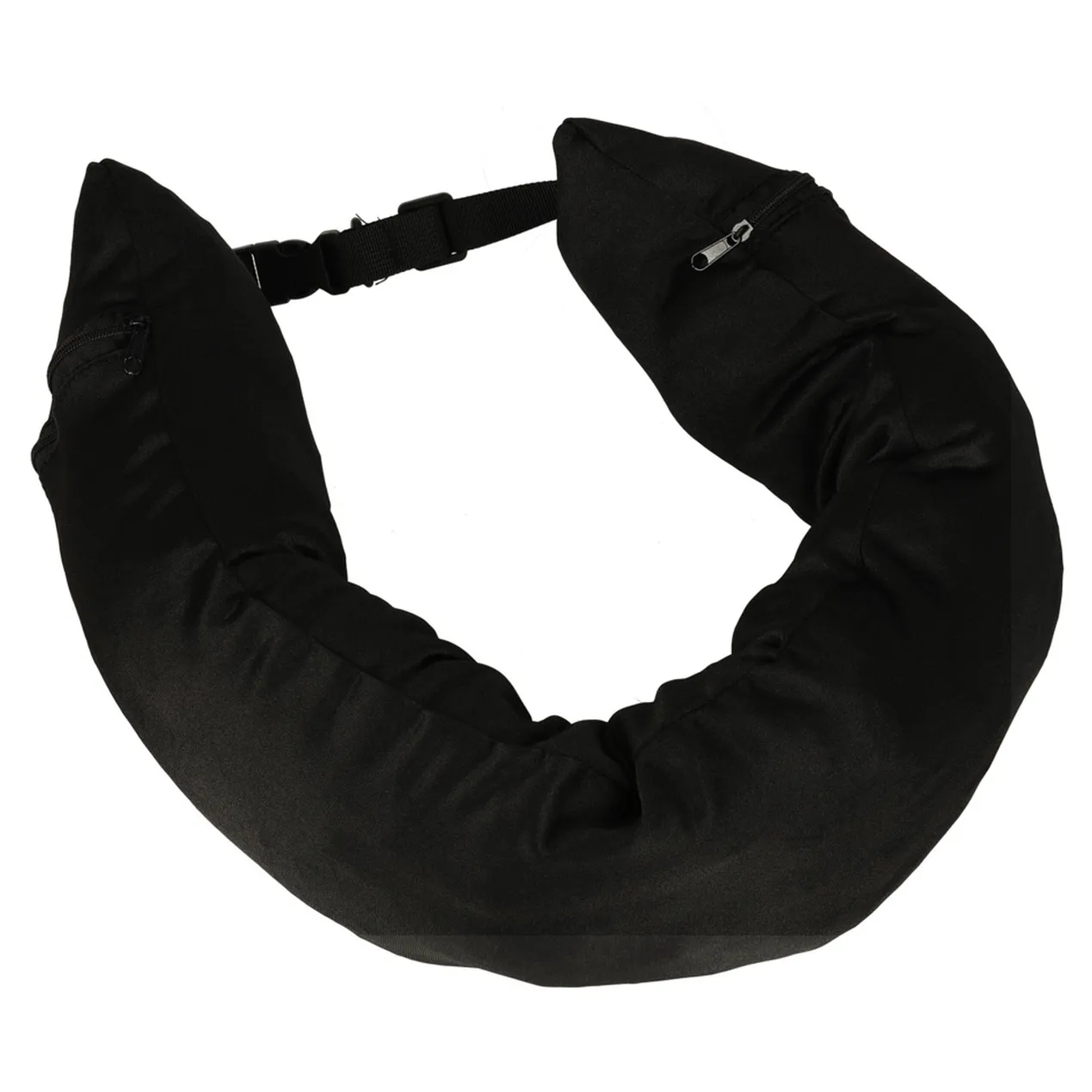 Poduszka turystyczna podróżna rogal zagłówek na szyję schowek do wypełnienia czarna - obrazek 7