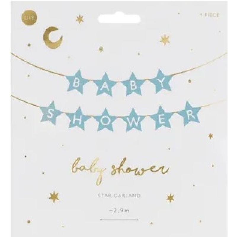 Baner napis na baby shower gwiazdki jasnoniebieskie 290cm x 16,5cm - obrazek 3