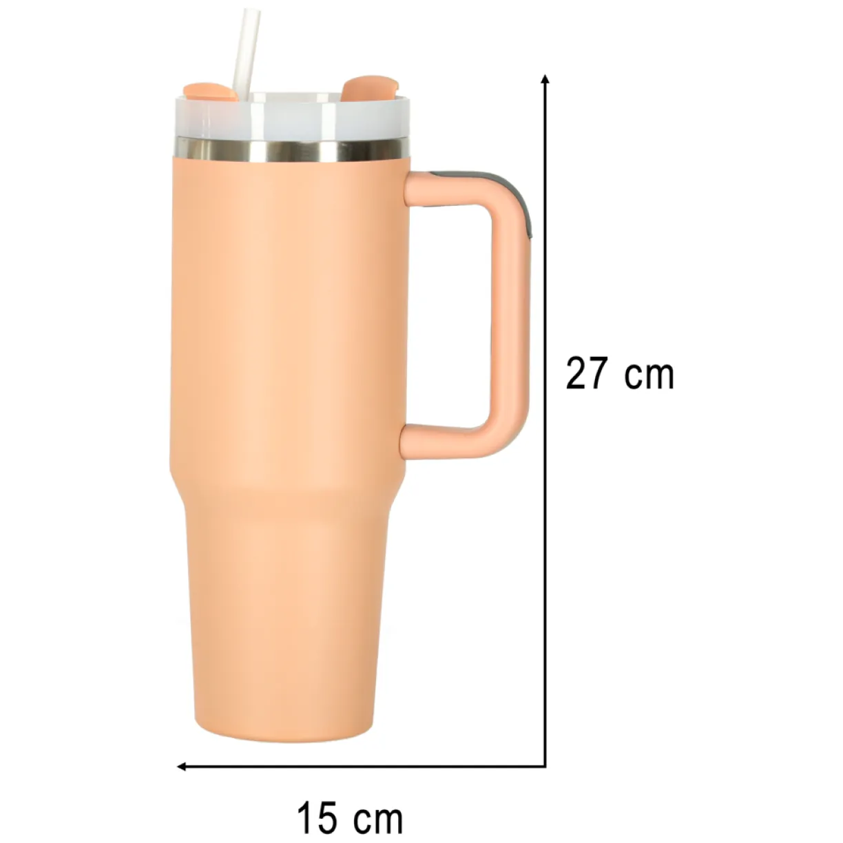 Kubek termiczny ze słomką i uchwytem termos 1200ml róż pudrowy - obrazek 11