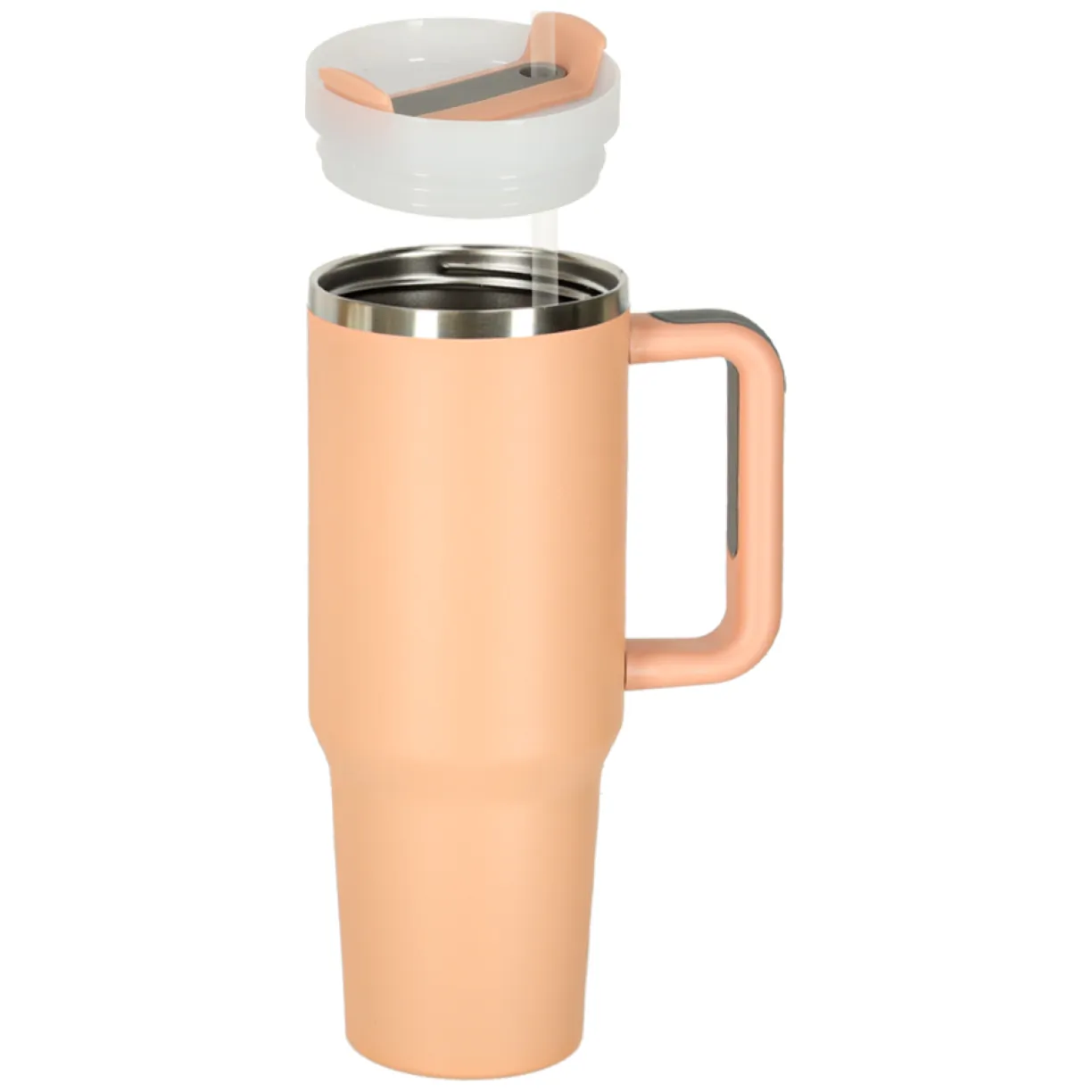 Kubek termiczny ze słomką i uchwytem termos 1200ml róż pudrowy - obrazek 5