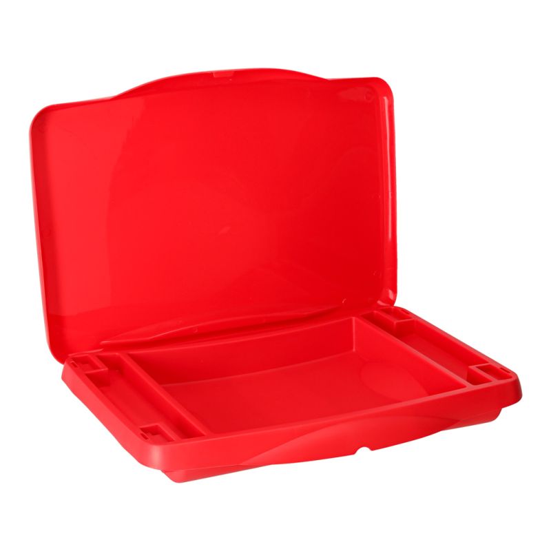 Stolik samochodowy do auta podróżny przenośny składany dla dzieci ze schowkiem czerwony - obrazek 3