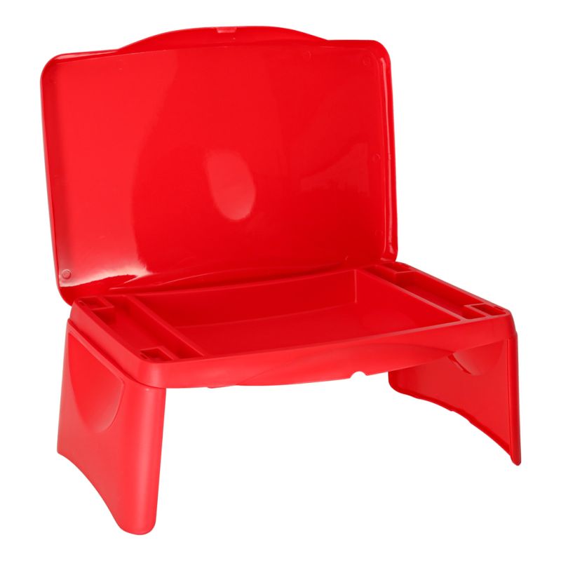 Stolik samochodowy do auta podróżny przenośny składany dla dzieci ze schowkiem czerwony - obrazek 4