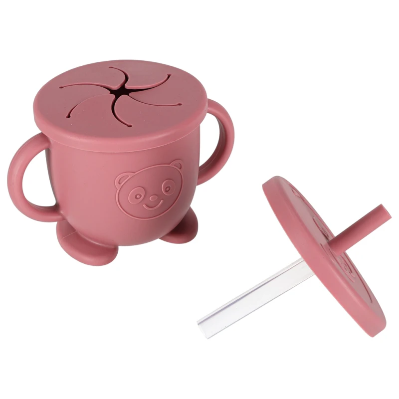 Naczynia silikonowe dla dzieci niemowląt krab zestaw 9 elementów ciemny róż - obrazek 5