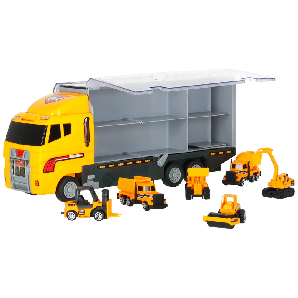 Transporter ciężarówka TIR wyrzutnia + metalowe auta maszyny budowlane - obrazek 5
