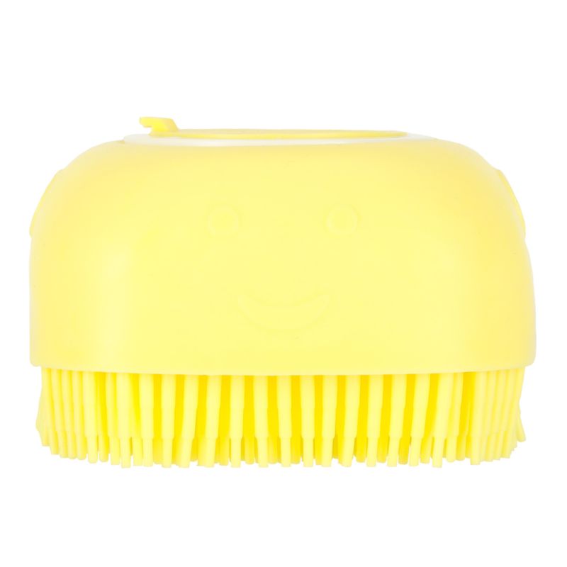 Szczotka silikonowa czyścik myjka do mycia psów kotów z dozownikiem żółta - obrazek 7