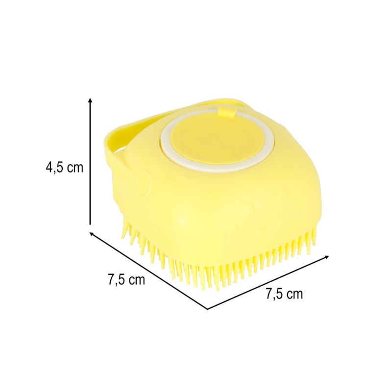 Szczotka silikonowa czyścik myjka do mycia psów kotów z dozownikiem żółta - obrazek 9